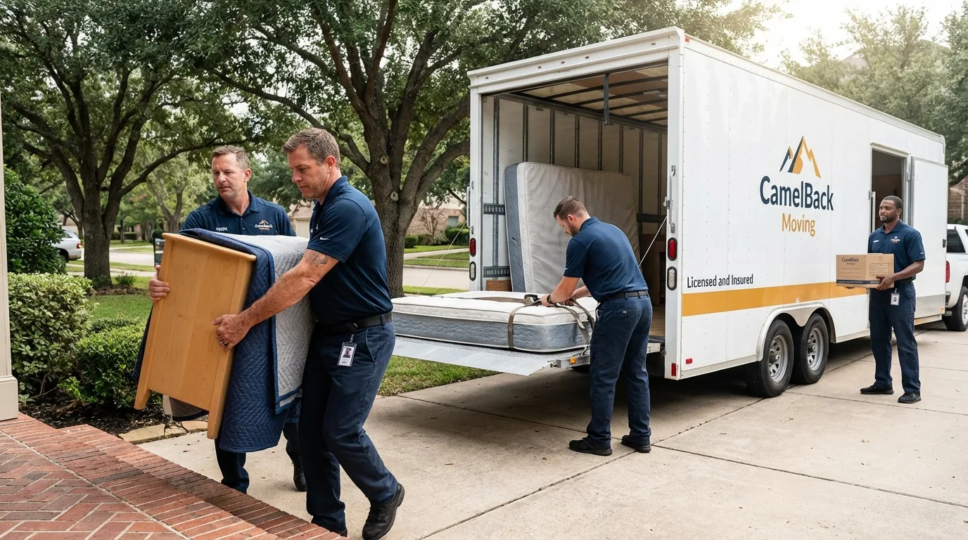 Crew loading residential truck for cross-state move from Chilhowie, VA